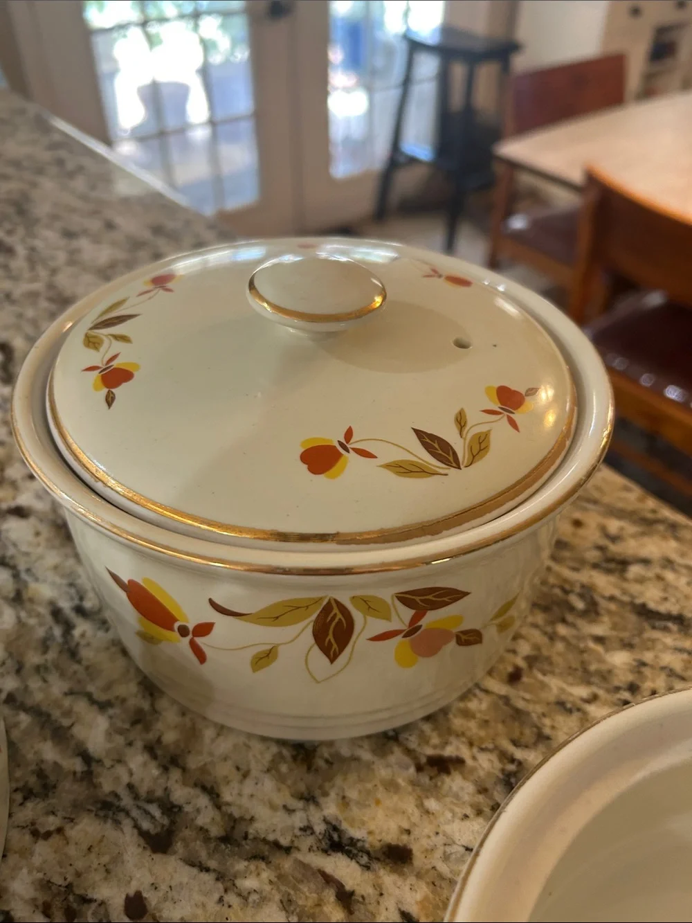 Vintage Hall Jewel Tea Autumn Leaf Set of 3 Stackable Casserole Dish with Lid